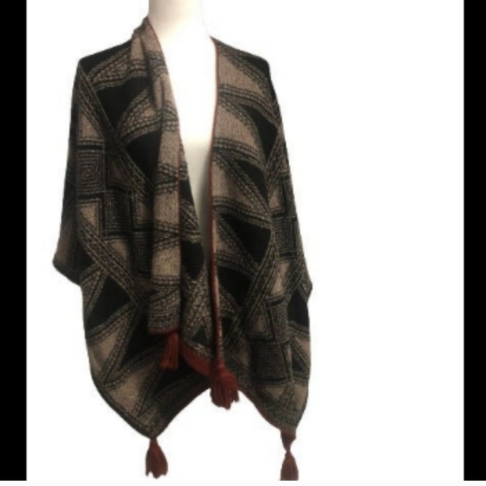 Peruvian Connection Womens Ruana Knit Shawl OS